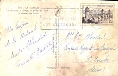 CPA La Napoule Le chateau la plage le golfe Au fond la chaine des Alpes 