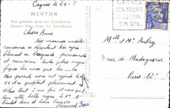 CPA Menton Vue generale prise des Colombieres 