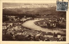 CPA Grenoble L'Ile Verte et les Alpes 