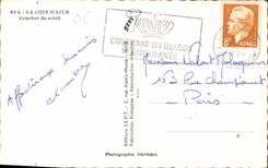 CPA La Cote d'Azur Coucher de soleil 