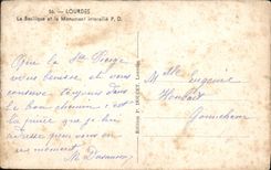 CPA Lourdes La Basilique et le Monument interallie 
