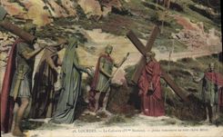CPA Lourdes Le Calvaire Jesus rencontre za tres chere Mere 