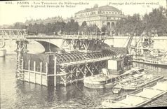 REPRO Paris Les Travaux du Metropolitain dans le grand bras de la Seine Metro