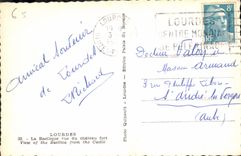 CPA Lourdes La Basilique vue du Chateau Fort 