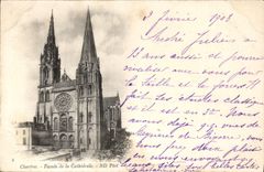 CPA Chartres Facade de la Cathedrale 