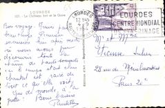 CPA Lourdes Le Chateau fort et le Gave 