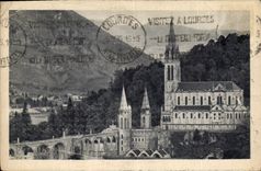 CPA Lourdes La Basilique et le Pic du Jer 