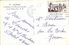 CPA Lourdes La Basilique et le Monument Interallie vus du Chateau Fort 