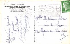 CPA Lourdes la Basilique le Gave et les nouveaux Ponts Inaugures le 25 mars 1966 