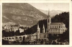 CPA Lourdes Basilique et le Pic du Jer 