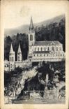 CPA Lourdes la grotte et la Basilique 