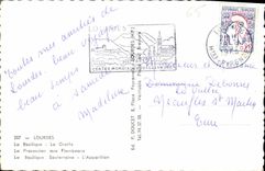 CPA Lourdes la Basilique la grotte la Procession aux Flambeaux la Basilique Souterraine l'Apparition