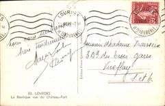 CPA Lourdes la Basilique vue du Chateau Fort 