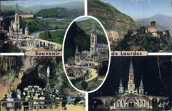 CPA Lourdes la Basilique le Chateau Fort et la grotte Miraculeuse 