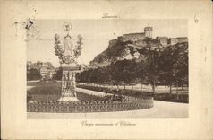 CPA Lourdes Vierge couronnee et Chateau 