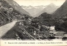 CPA Route de Luz a Gavarnie au Chaos le Chaos la Fausse Breche et le Taillon 