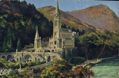 CPA Lourdes La Basilique et le Gave 