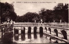 CPA Nimes Jardin de la Fontaine Les Bains Romains 