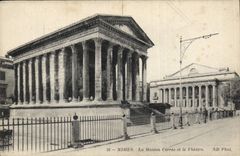 CPA Nimes la maison Carree et le Theatre 