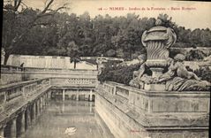 CPA Nimes Jardins de la Fontaine Bains Romains 
