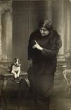 CARTE PHOTO Femme Chien
