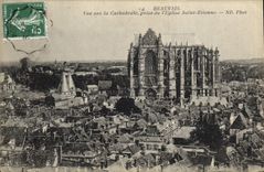 CPA Beauvais vue sur la Cathedrale prise de l'Eglise Saint Etienne 