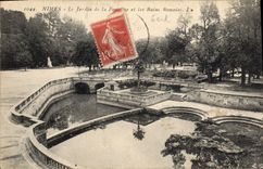 CPA Nimes Le Jardin de la Fontaine et les Bains Romains 