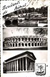 CPA Nimes Gard Le Jardin de la Fontaine les Arenes Romaines La Maison Carree et le Theatre 