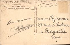 CPA Chantilly Oise Chateau de la Reigne Blance 1826 