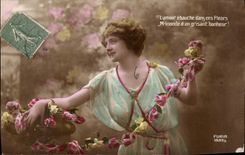 CPA L'Amour ebauche dans ces Fleurs m inonde d'un grisant bonheur Femme