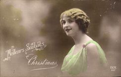 CPA Meilleurs Souhaits Christmas Femme