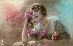 CPA Heureux Anniversaire Femme