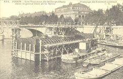 REPRO Paris Les Travaux du Metropolitain dans le grand bras de la Seine 
