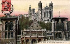 CPA Lyon Abside de la Cathedrale Saint Jean et Abside de Notre Dame de Fourviere 