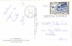 CPA Marseille l'ascenseur et Notre Dame de la Garde vus du Vieux Port 