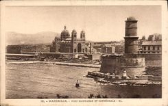 CPA Marseille Port Saint jean et Cathedrale 