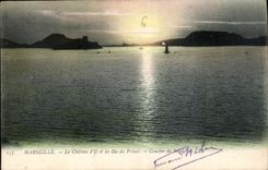 CPA Marseille le Chateau d'If et les Ies du Frioul Coucher de soleil 