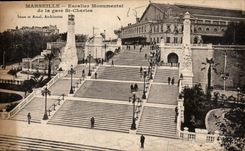 CPA Marseille Escalier Monumental de la Gare St Charles 