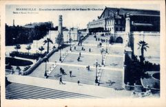 CPA Marseille Escalier Monumental de la Gare St Charles 