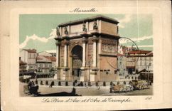 CPA Marseille la Place d'Aix et l'Arc de Triomphe 