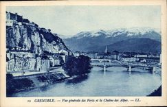 CPA Grenoble vue generale des Forts et la Chaine des Alpes 