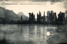 CPA Banlieue de Grenoble Clair de lune sur l'Isere a l'Ile d'Amour 