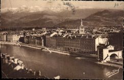 CPA Les Belles Alpes Francaises Grenoble vue generale et la Chaine des Alpes 