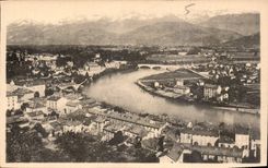 CPA Grenoble vue generale de l'Ile Verte la Tronche et les Alpes 