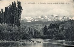CPA Grenoble la Chaine des Alpes vue des Bords de l'Isere 