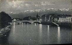 CPA Grenoble vue de nuit et la Chaine des Alpes 