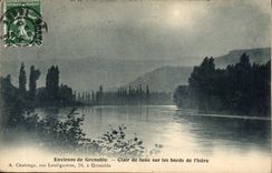 CPA Environs de Grenoble Clair de lune sur les bords de l'Isere 