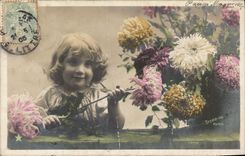 CPA Enfant Fleurs