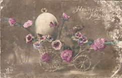 CPA Heureuses Paques Fleurs