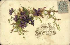 CPA Voeux sinceres Fleurs